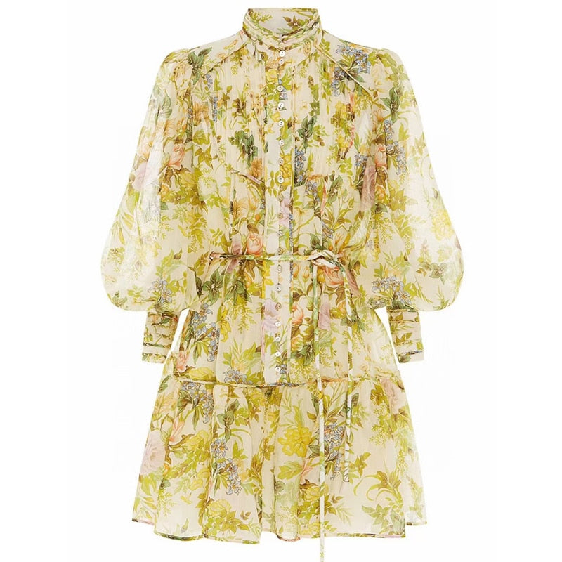 Summer Dress - Long Sleeve - Flower Print