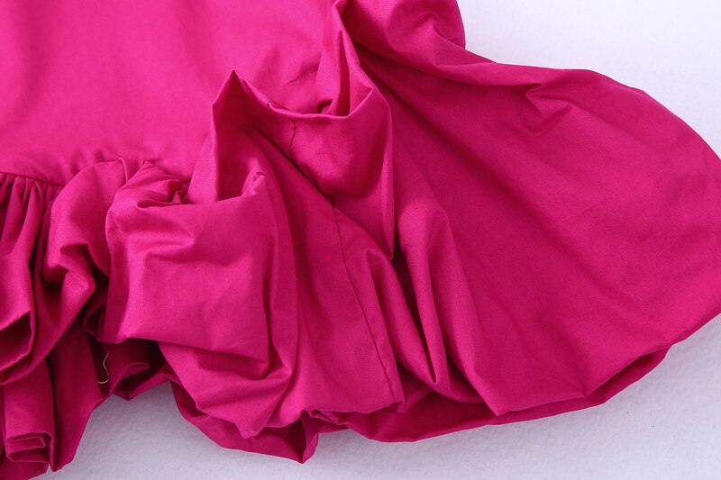 Ruffles tops Rose red and Skirt