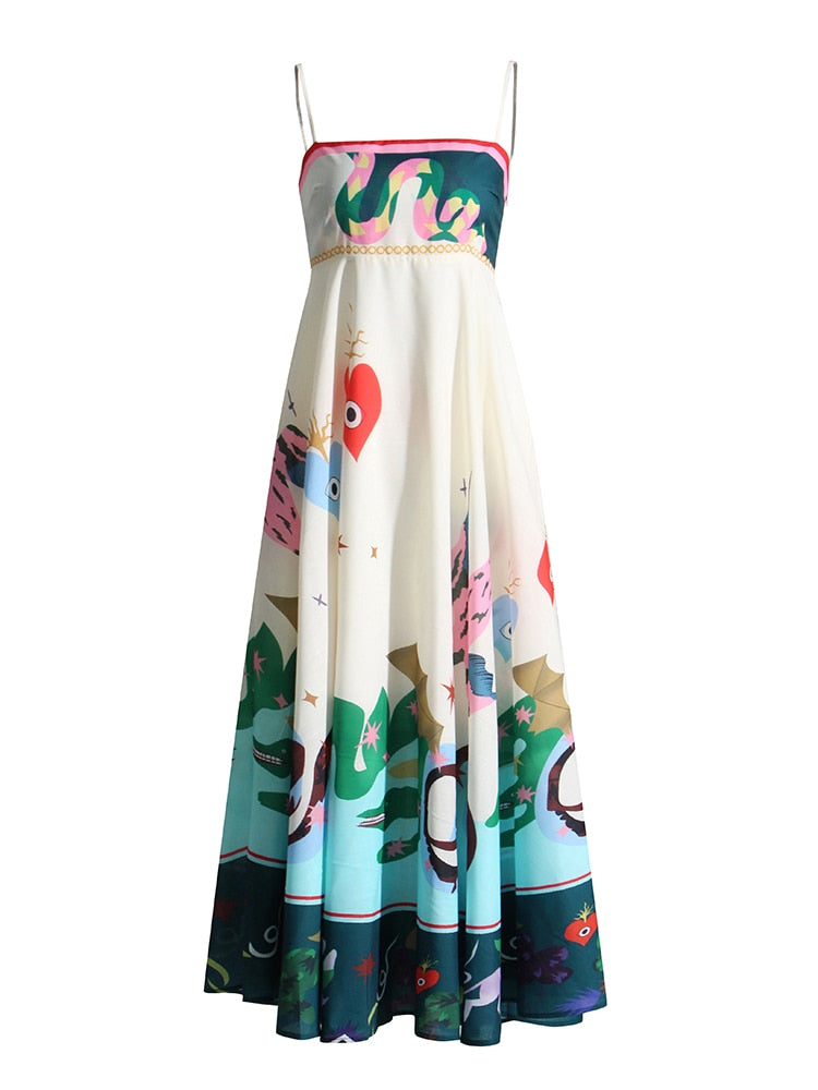 Printed Strapless Midi Dress