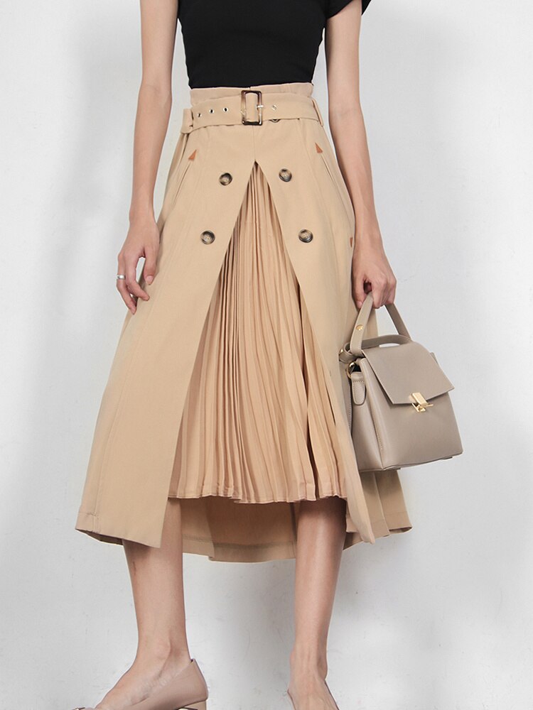 high Waist Skirt - Khaki