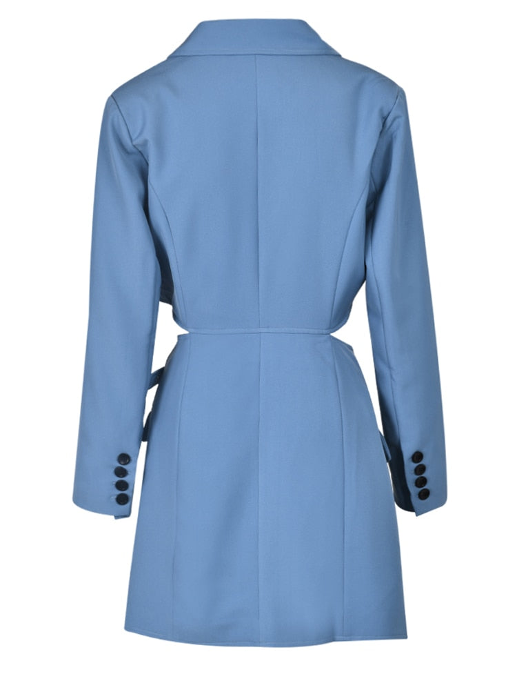 Blue Buckle Blazer Dress