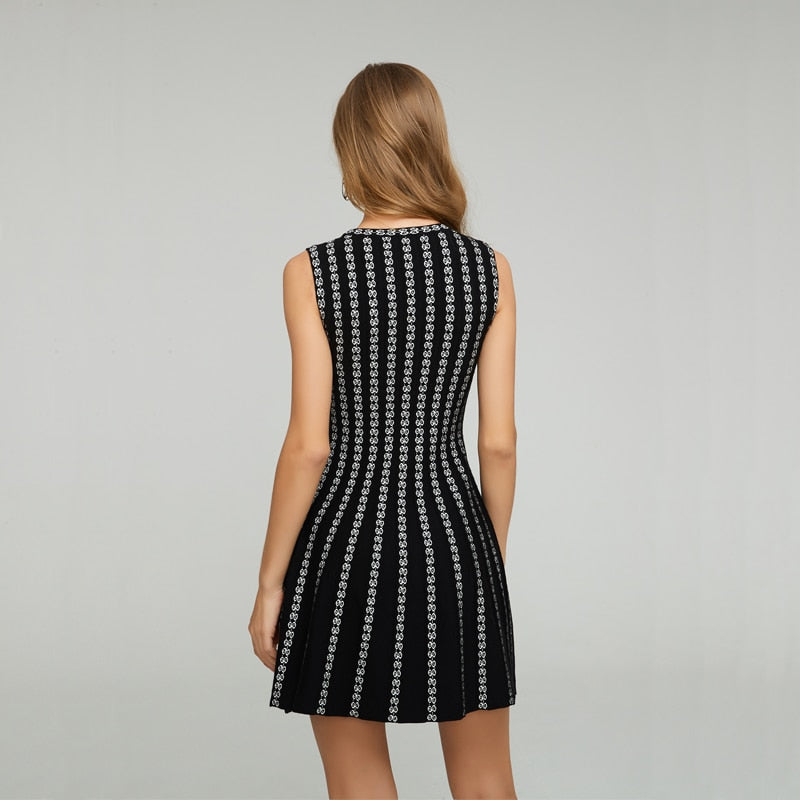 Black Stripe Sleeveless Dress