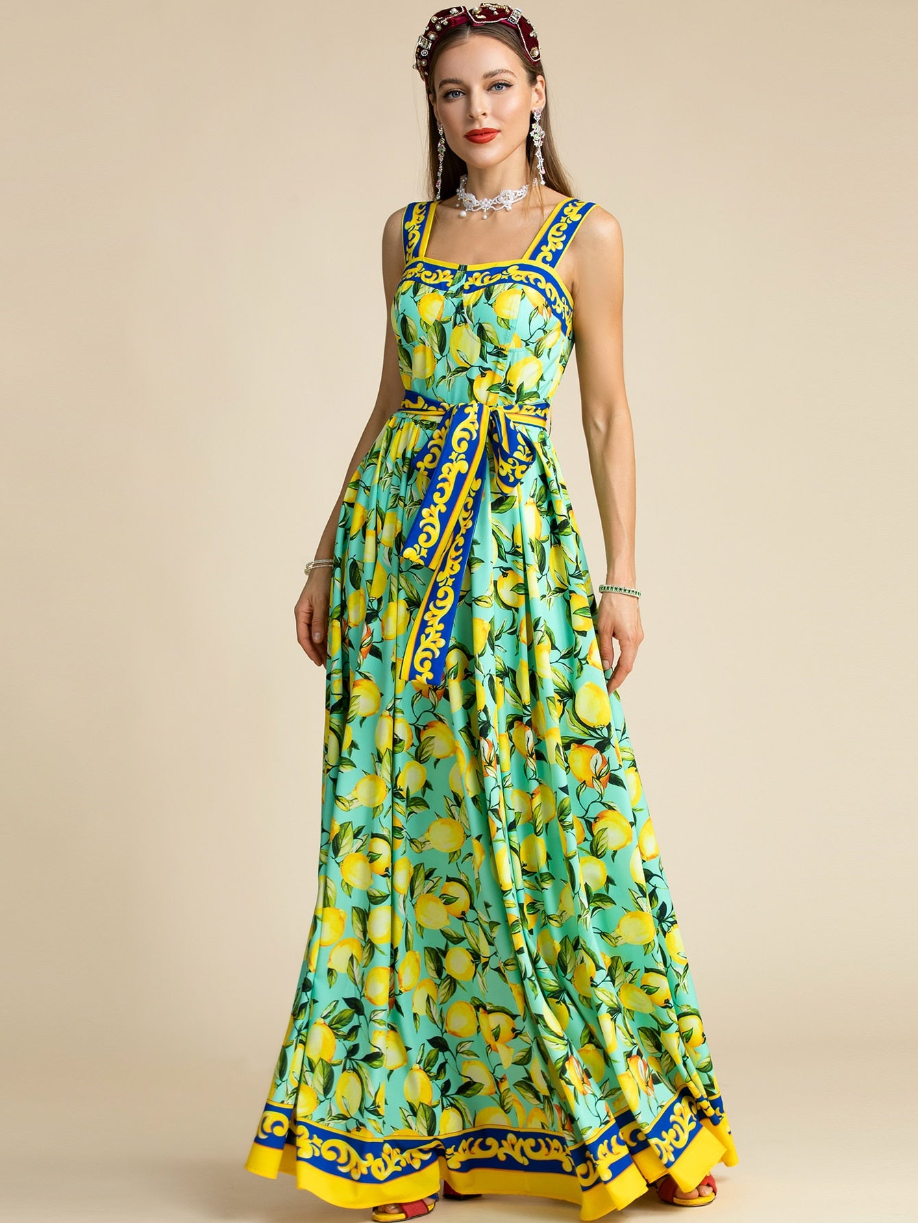 Summer Lemon Print Dress