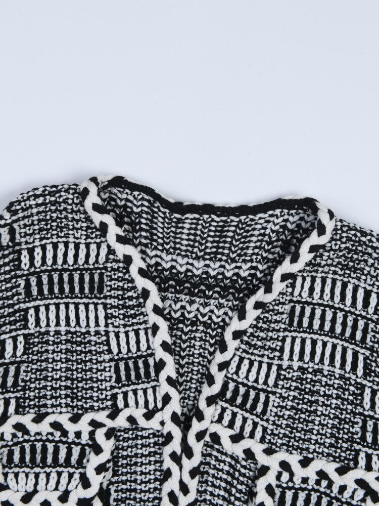 Black Big Size Knitting Cardigan