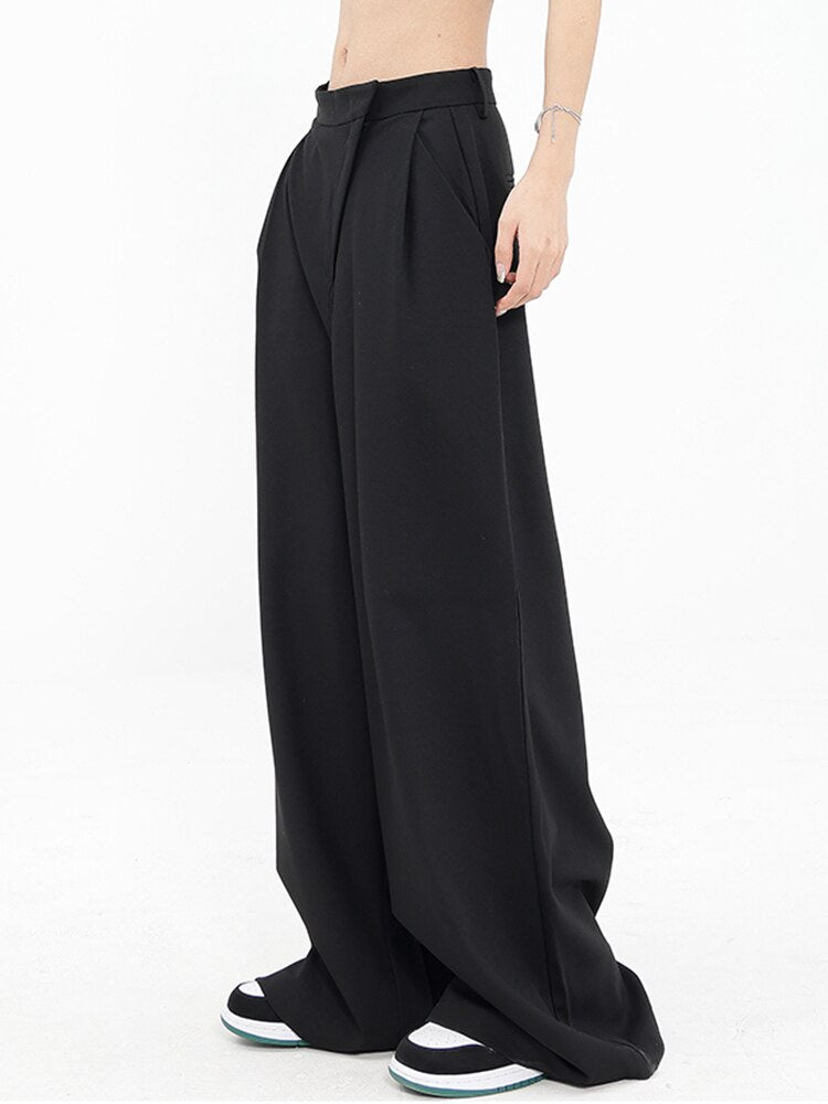 High Waist Black  Wide Leg Pants - Khaki