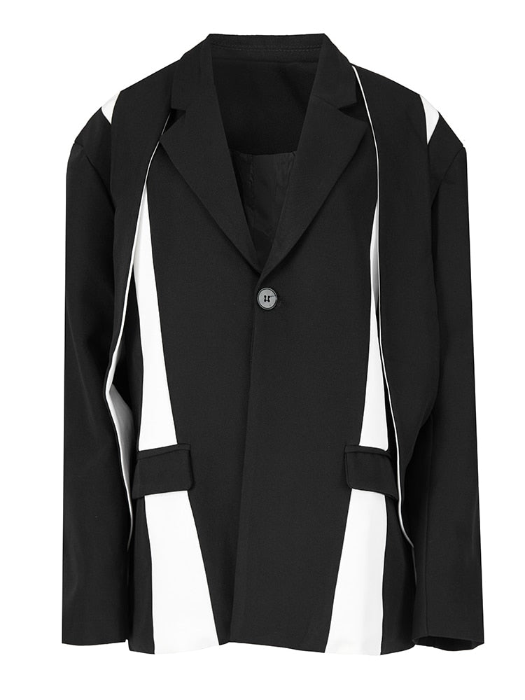 Women Black Color-block Blazer