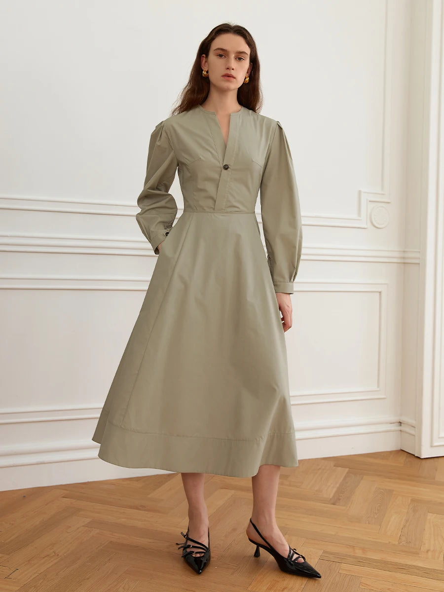 V-Neck Shirt Dress Women's