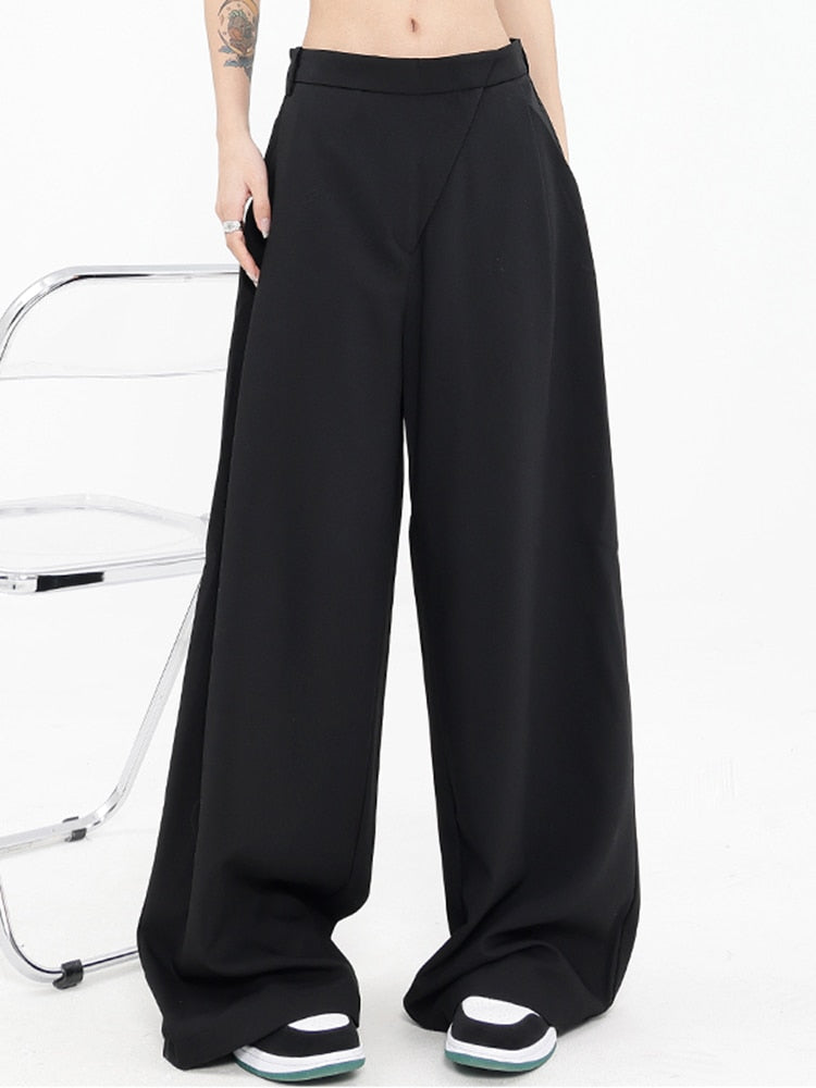 High Waist Black  Wide Leg Pants - Khaki