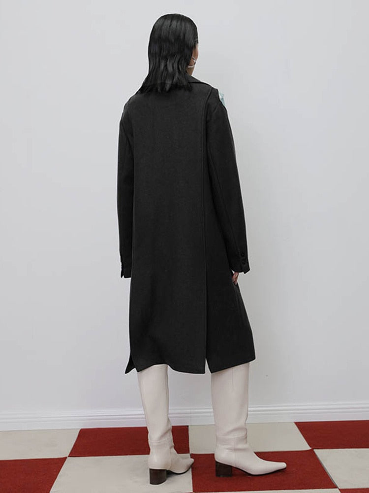 Black Long Woolen Coat