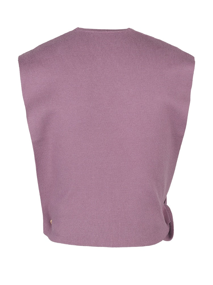 Purple knitting Long Vest