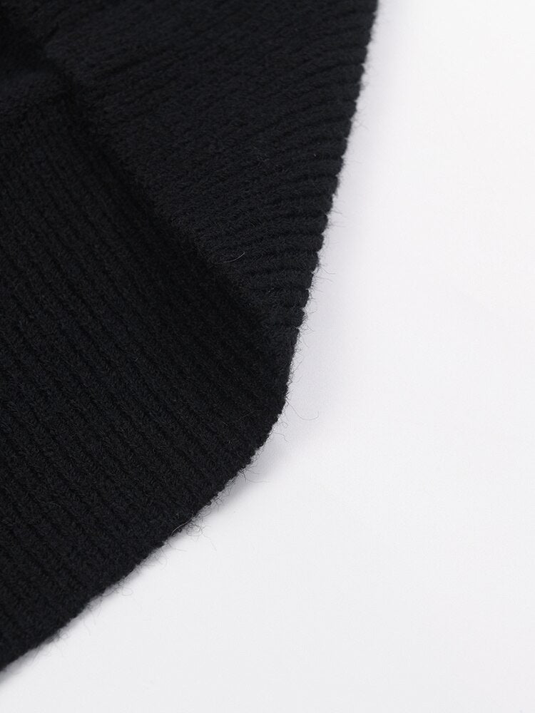 Black - Zipper Big Size Knitting Sweater