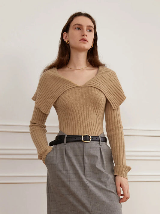 Polo Neck Slim Pullover Knit