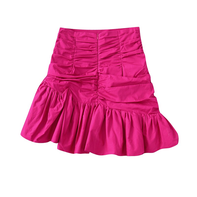 Ruffles tops Rose red and Skirt