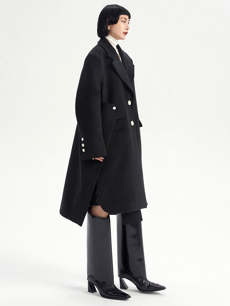 Long Wool Coat - Black