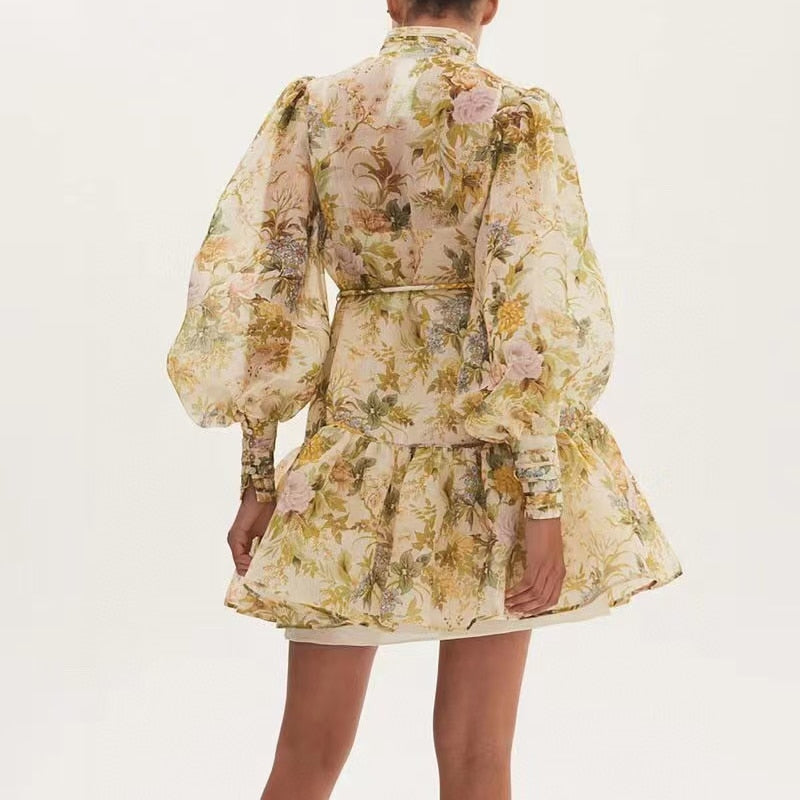 Summer Dress - Long Sleeve - Flower Print