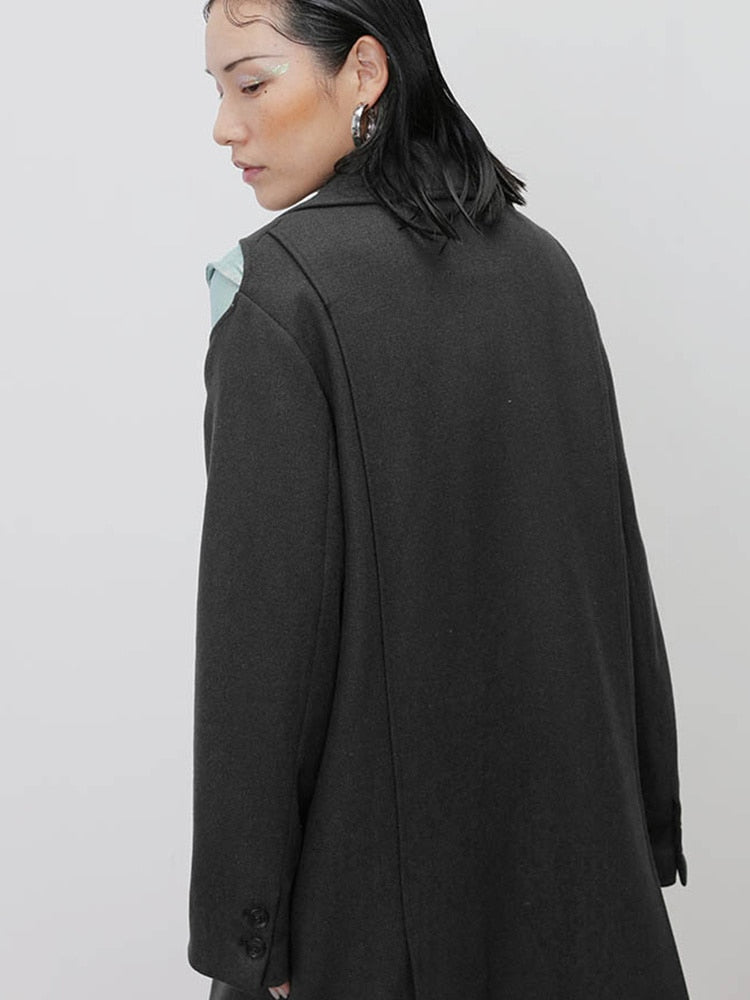 Black Long Woolen Coat