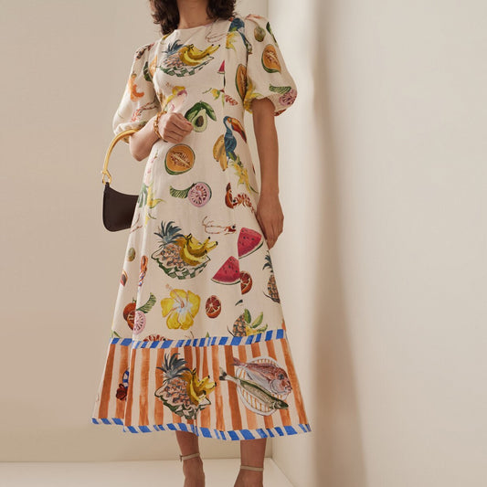 Fruit Flower Print Dress