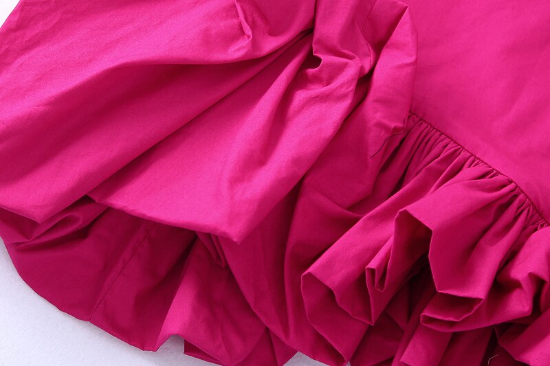 Ruffles tops Rose red and Skirt