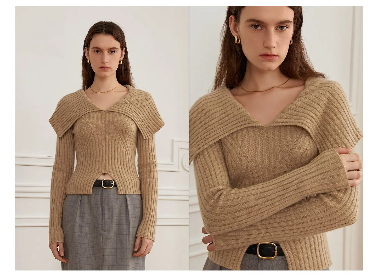 Polo Neck Slim Pullover Knit