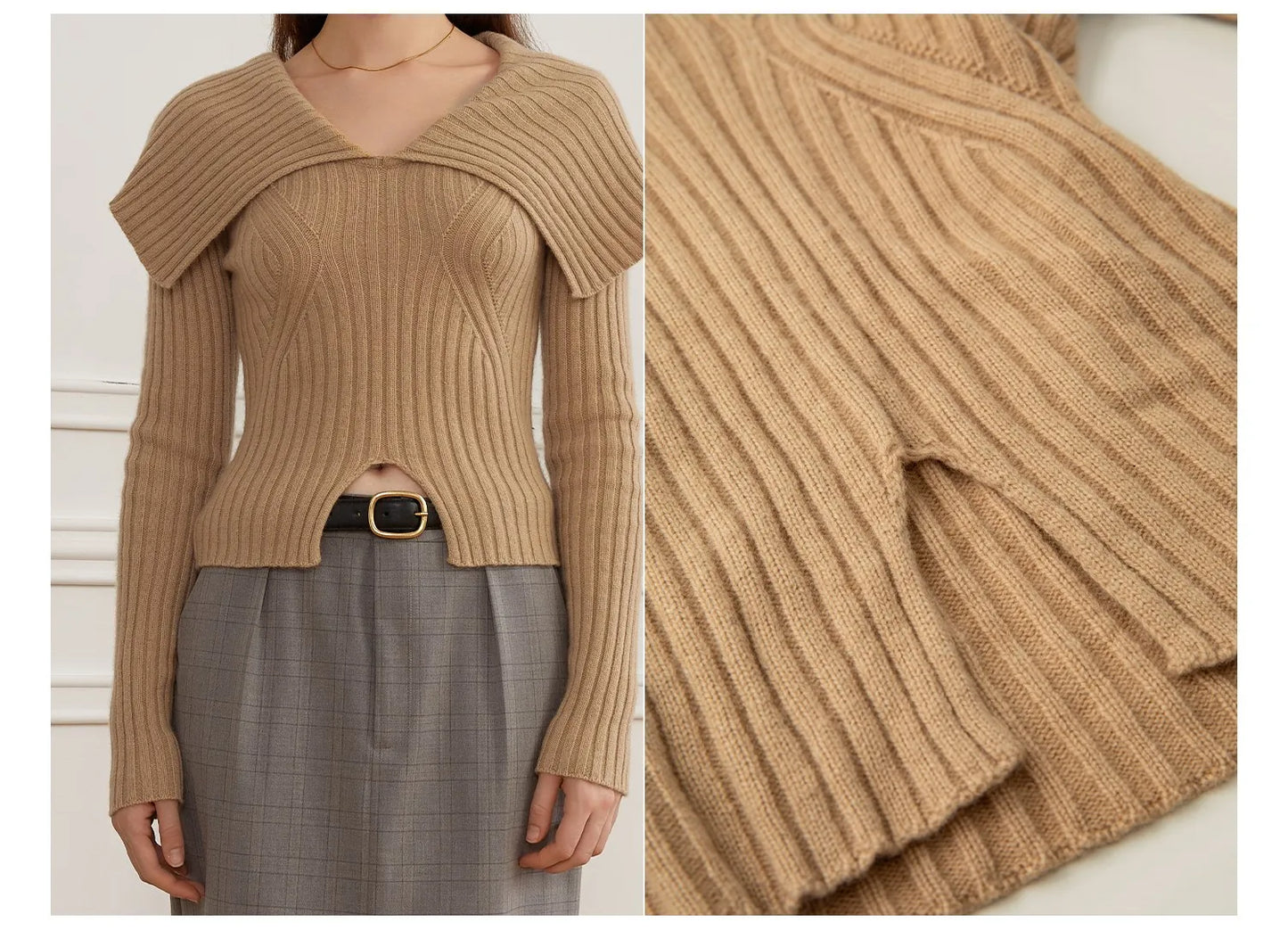 Polo Neck Slim Pullover Knit