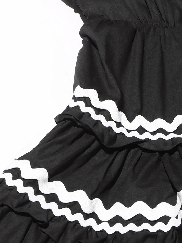 Short Dress Black - White