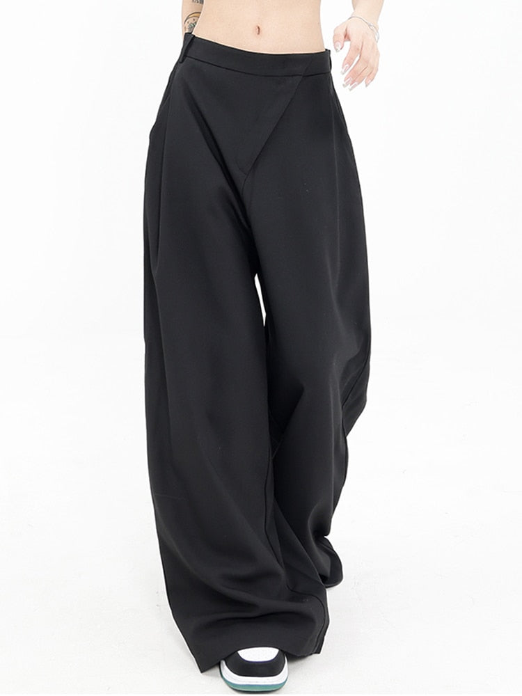 High Waist Black  Wide Leg Pants - Khaki