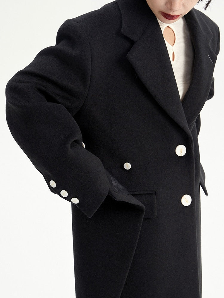 Long Wool Coat - Black