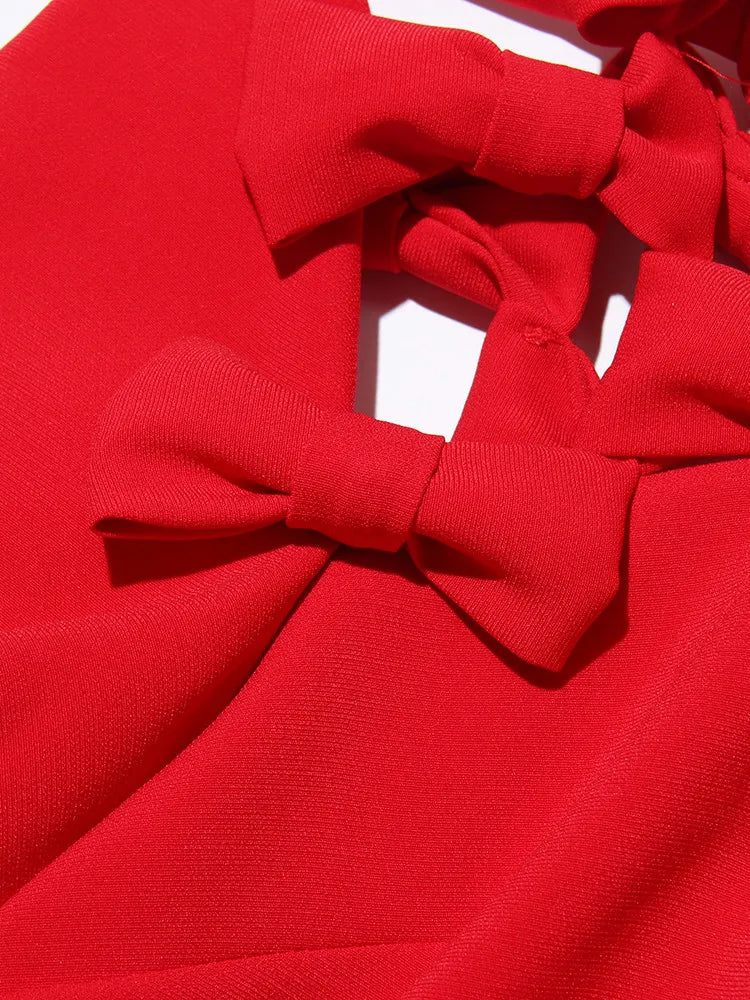Dress Round Neck Short Sleeve - Red