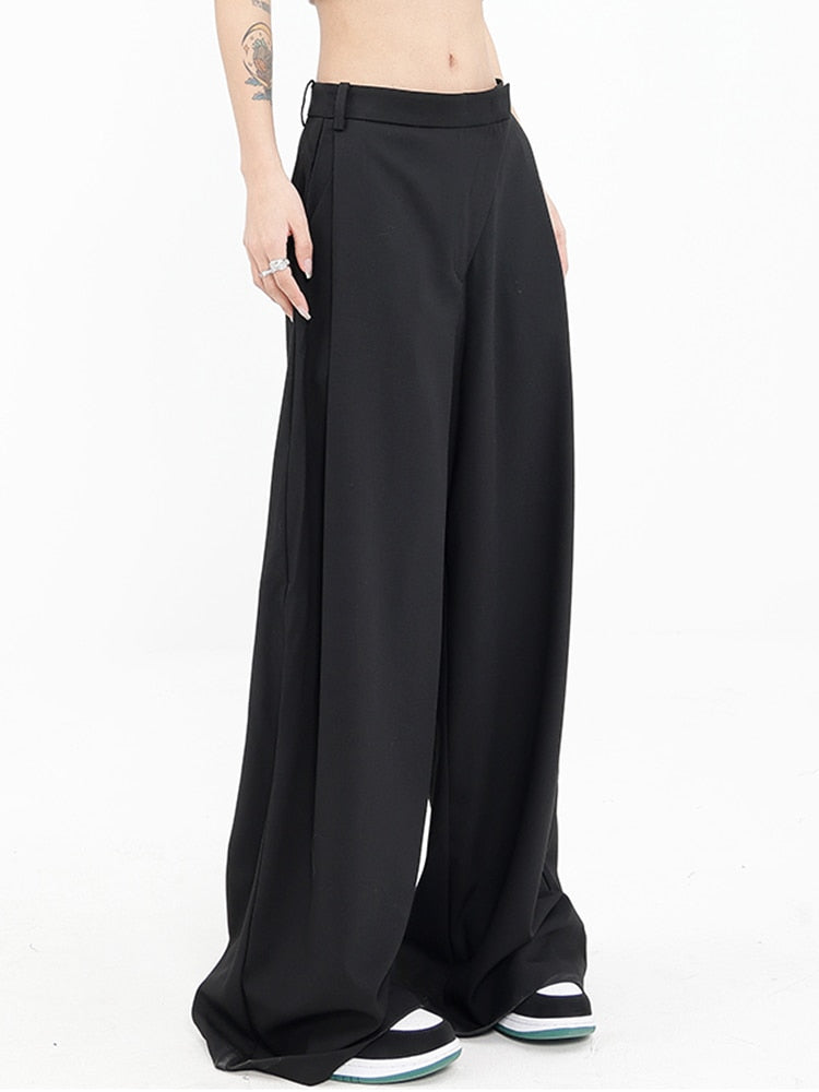 High Waist Black  Wide Leg Pants - Khaki