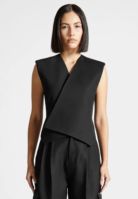 WRAP WAISTCOAT - BLACK