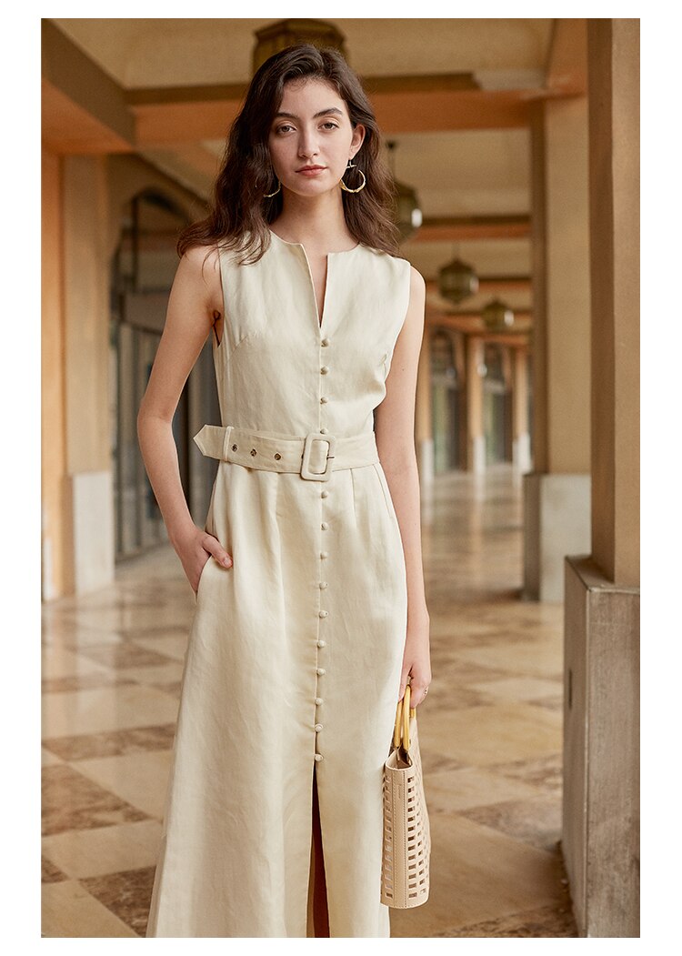 Off white Sleeveless Linen dress