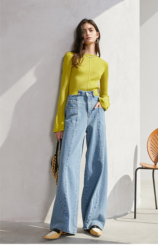 Wide-Leg Jeans High Waist Denim