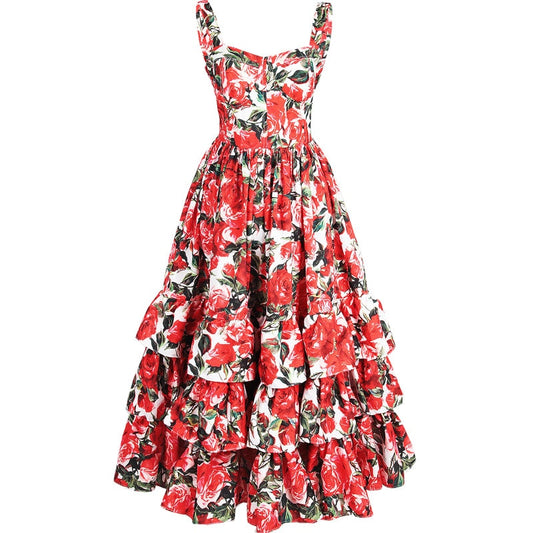 Print Ruffle Beach Dress