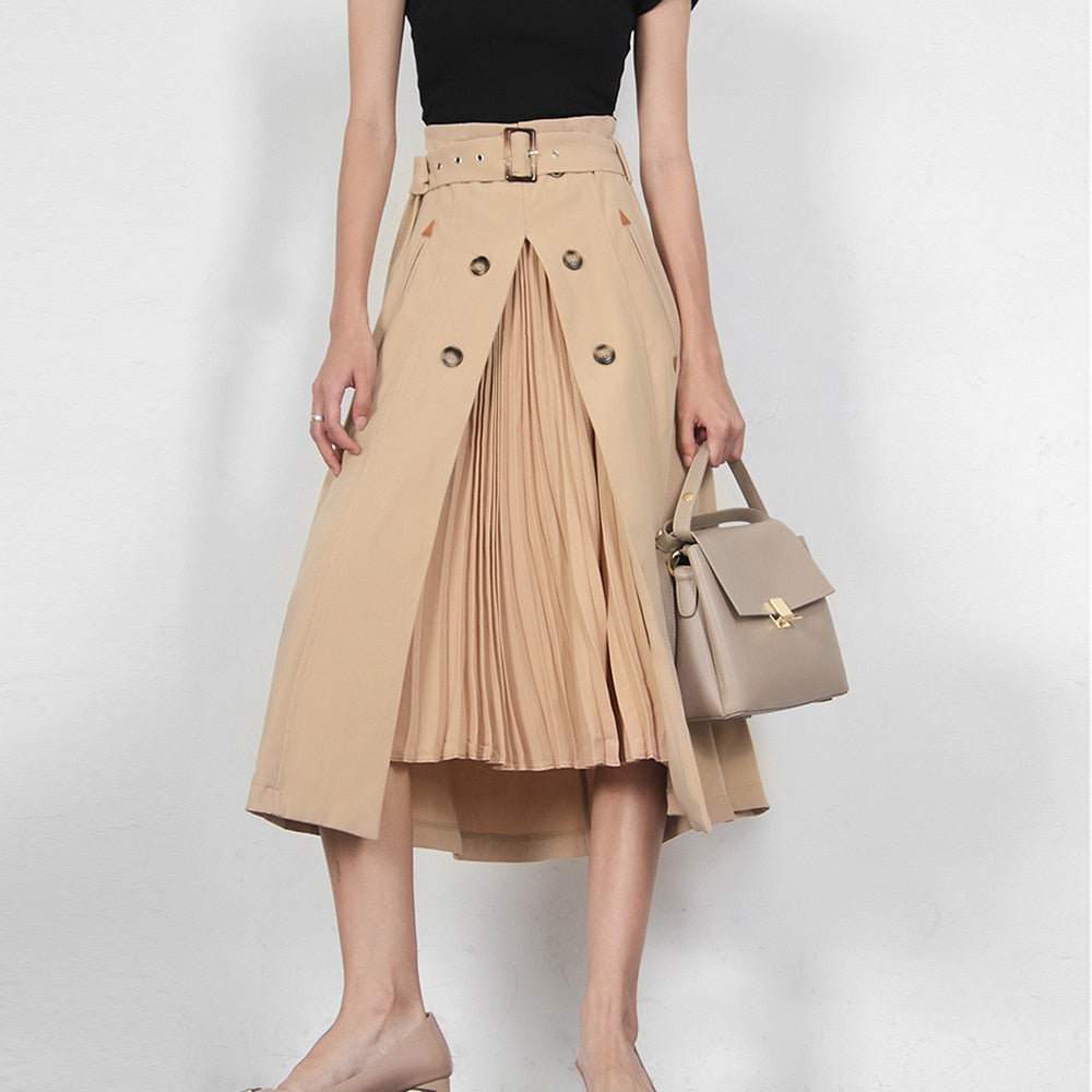 high Waist Skirt - Khaki