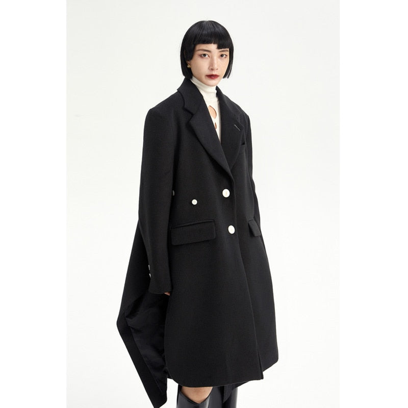 Long Wool Coat - Black