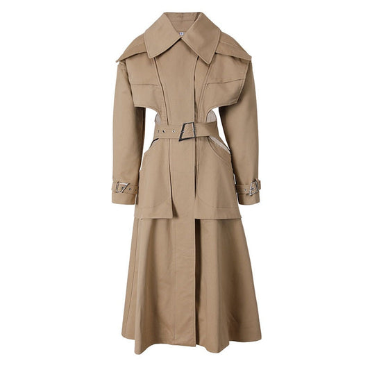 Women Camel Long Trench