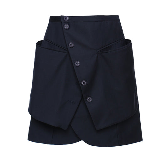 High Waist Black Blue Skirt