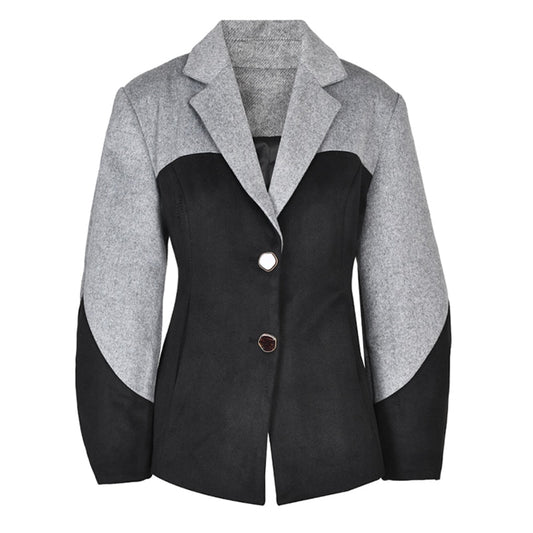 Black Color-block Wool Jacket