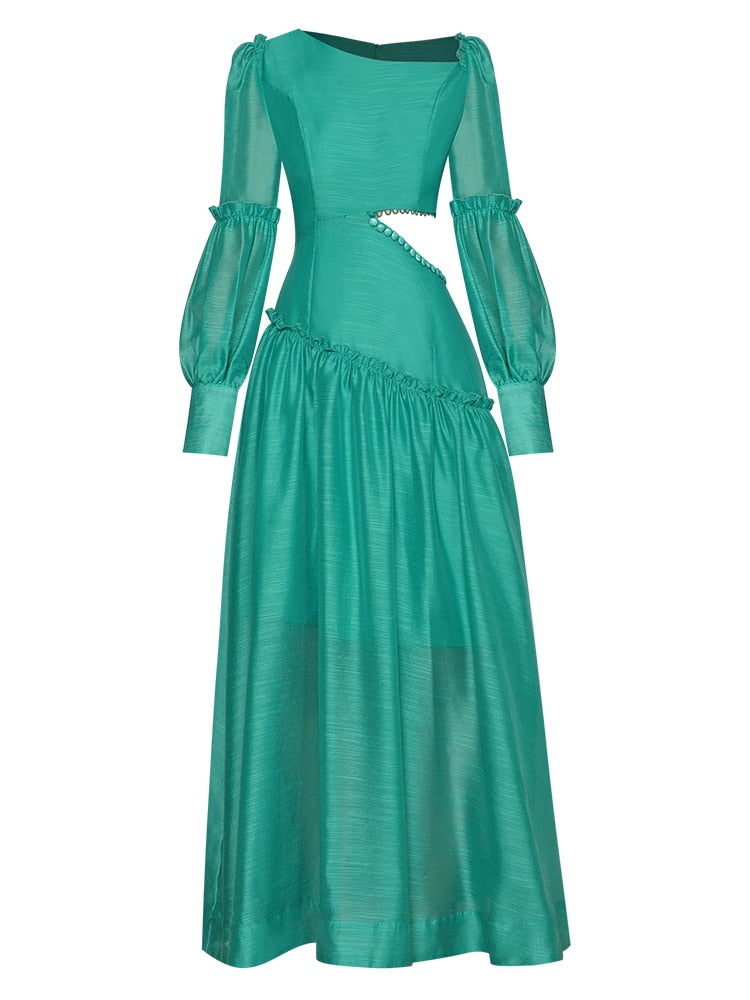 Long Sleeve green Maxi Dresses