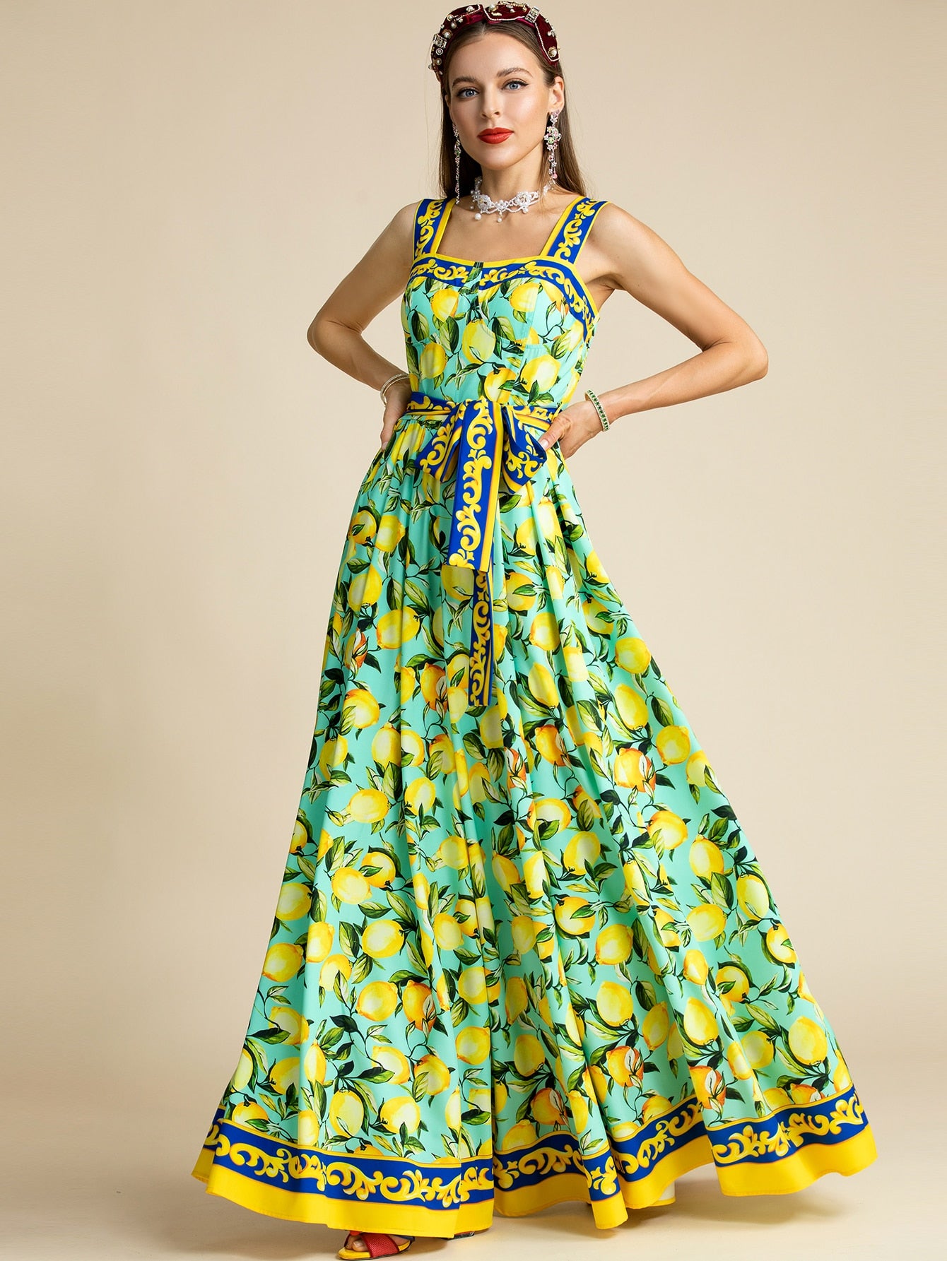 Summer Lemon Print Dress