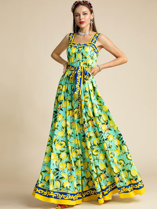 Summer Lemon Print Dress