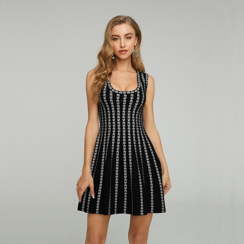 Black Stripe Sleeveless Dress