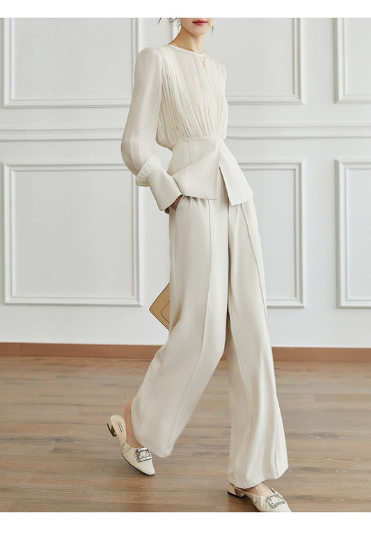 Suits Long Sleeve Top and  Wide Leg Pants