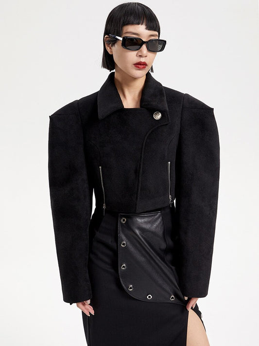 Black Short Woolen Coat