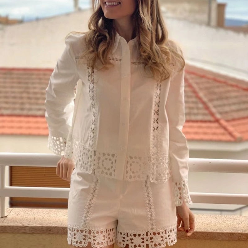 Blouse and shorts White