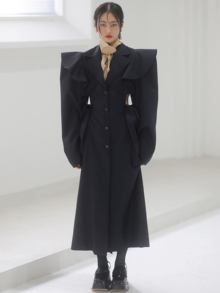 Black  Long Woolen Coat