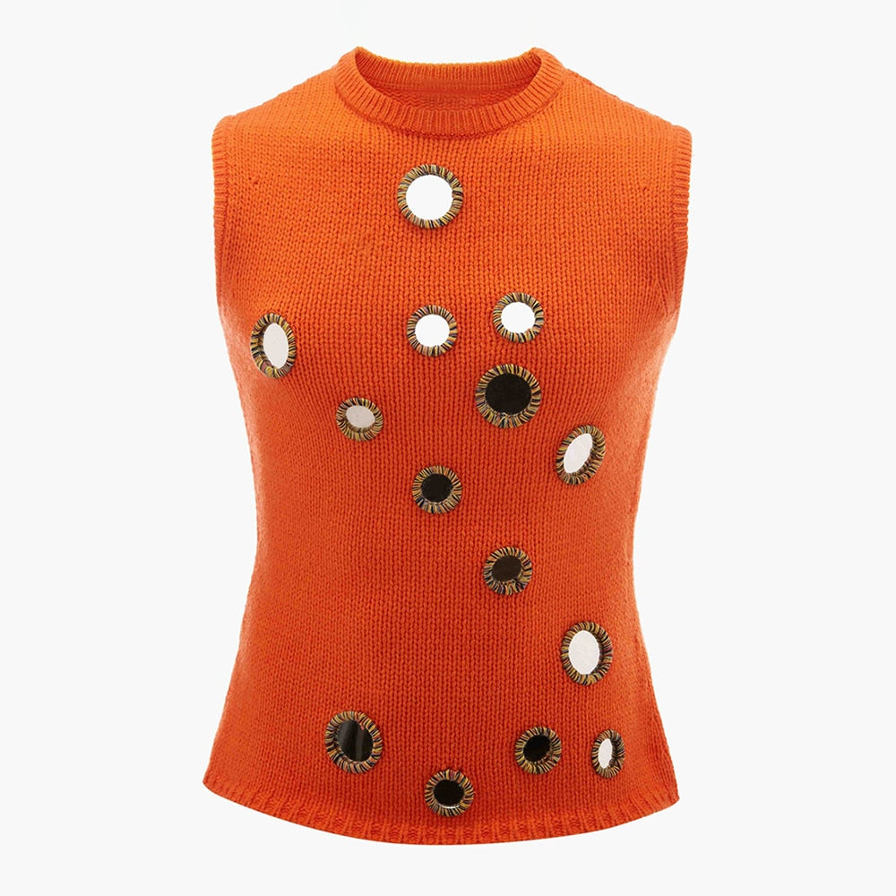 Knitting Top Sleeveless - Orange