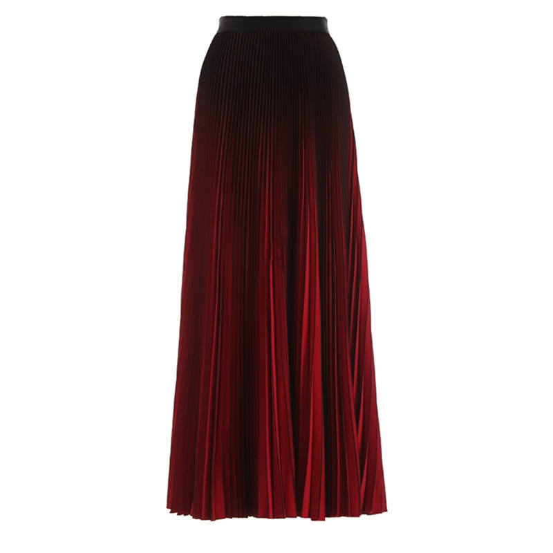 High Waist Gradient Pleated A-line Skirt