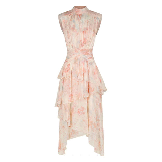 Sleeveless Print Dress - Pink