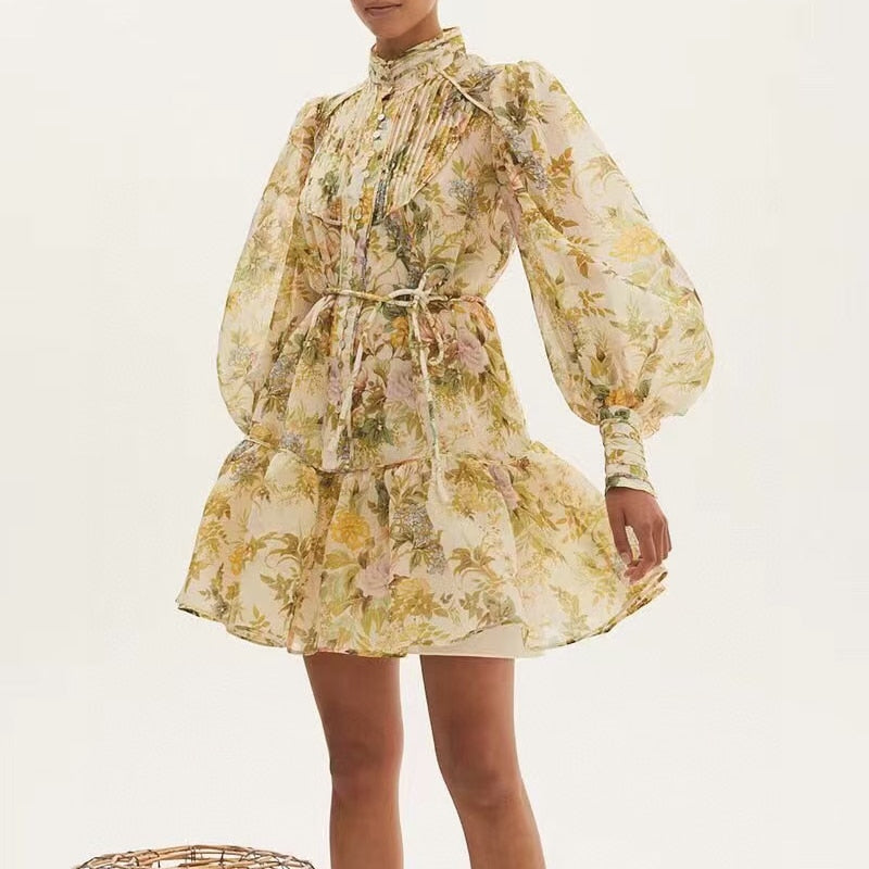 Summer Dress - Long Sleeve - Flower Print